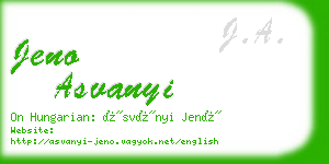 jeno asvanyi business card